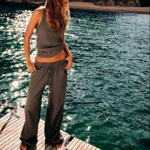 Zara Gray Ribbed Pantsuit
